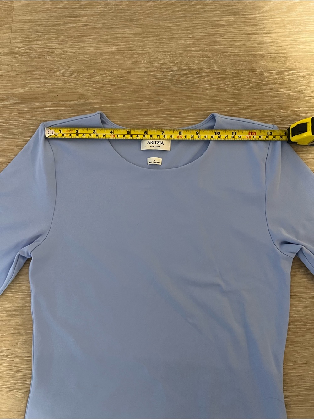 Aritzia Baby Blue Long Sleeve Scoop Neck Minimalist Contour Top Size Large - Picture 6 of 6